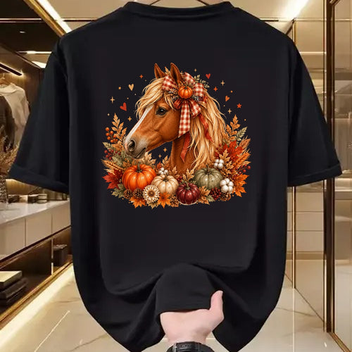 Best Horse Lover Shirt , Funny Horse UnisexT-Shirt/Hoodie/Sweatshirt HLT00 - - Cute Horse Pumpkin Coquette Bow Autumn Fall Equestrian T-Shirt