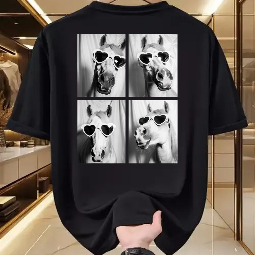 Best Horse Lover Shirt , Funny Horse UnisexT-Shirt/Hoodie/Sweatshirt HLT00 - - Cute Horses with Hearts Sunglasses Funny Valentine_s Day T-Shirt
