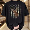 Funny Hunting Shirt, Gift For Hunting Lover Unisex T-Shirt/Hoodie/Sweatshirt HLT00 - American Flag Deer Hunting Camo T-Shirt