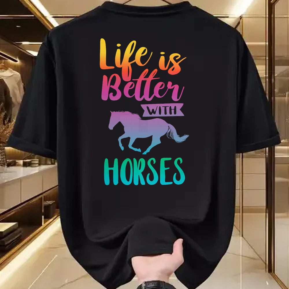 Best Horse Lover Shirt , Funny Horse UnisexT-Shirt/Hoodie/Sweatshirt HLT00 - - Cute Life is Better with Horses Horseback Riding T-Shirt