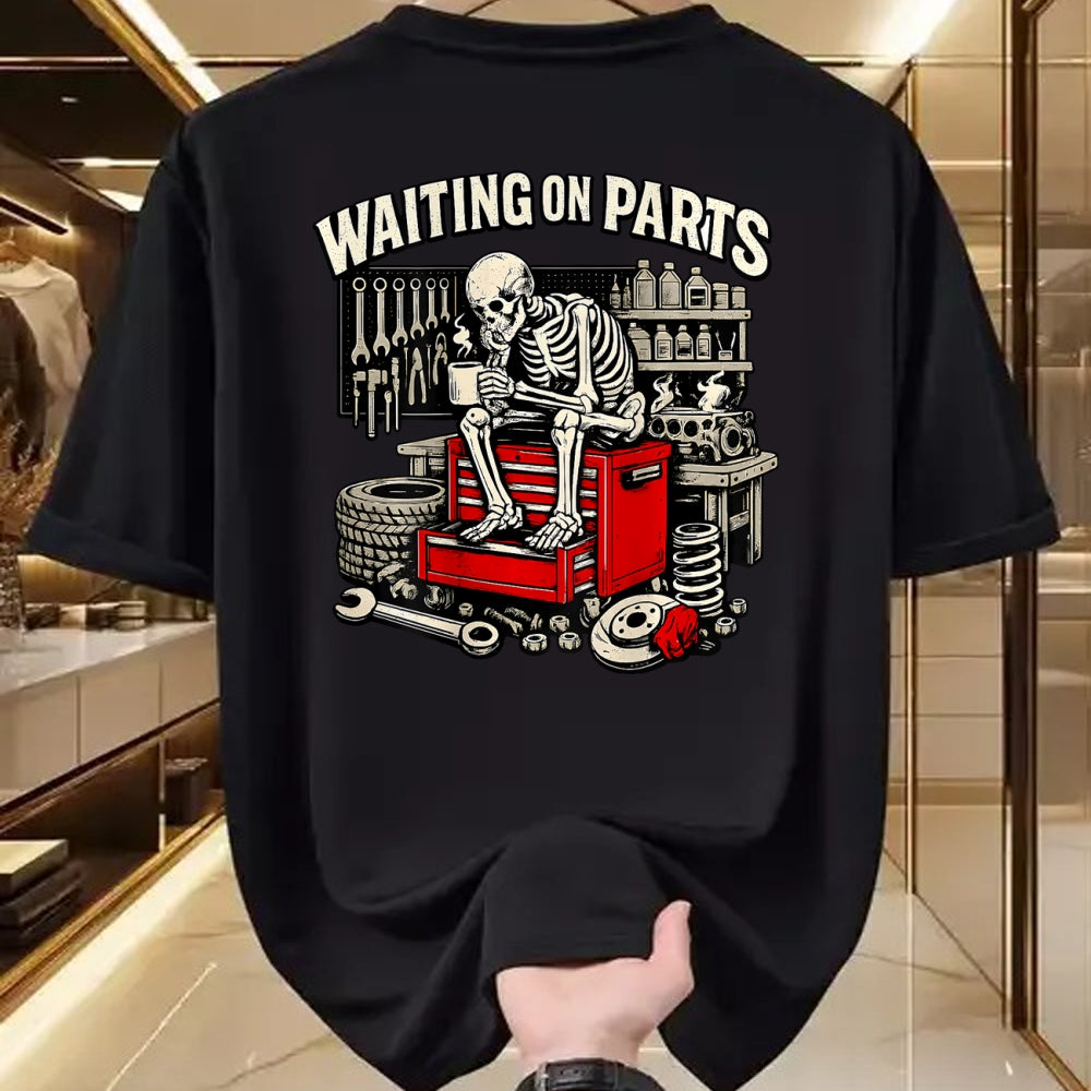 Best Mechanic Life Shirt, Funny Mechanic UnisexT-Shirt/Hoodie/Sweatshirt HLT00 - (2 Sided) Waiting On Parts Mechanic Skeleton Auto Repair T-Shirt