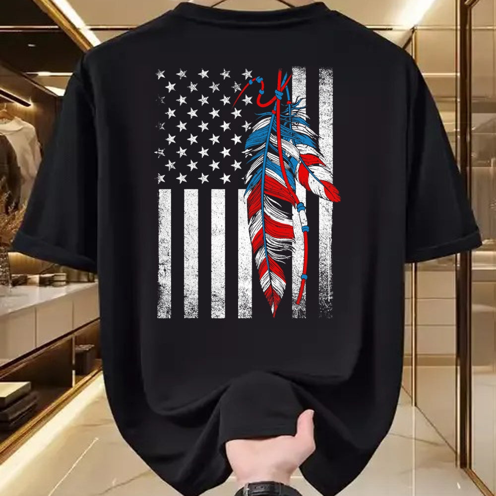 Native American T-Shirts, Vintage Native American Unisex T-Shirt/Hoodie/Sweatshirt HLT00 - American Flag - Native Feather Pride Month Indigenous (1)