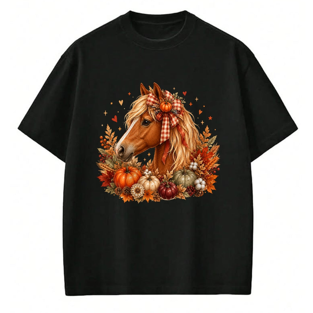 Best Horse Lover Shirt , Funny Horse UnisexT-Shirt/Hoodie/Sweatshirt HLT00 - - Cute Horse Pumpkin Coquette Bow Autumn Fall Equestrian T-Shirt