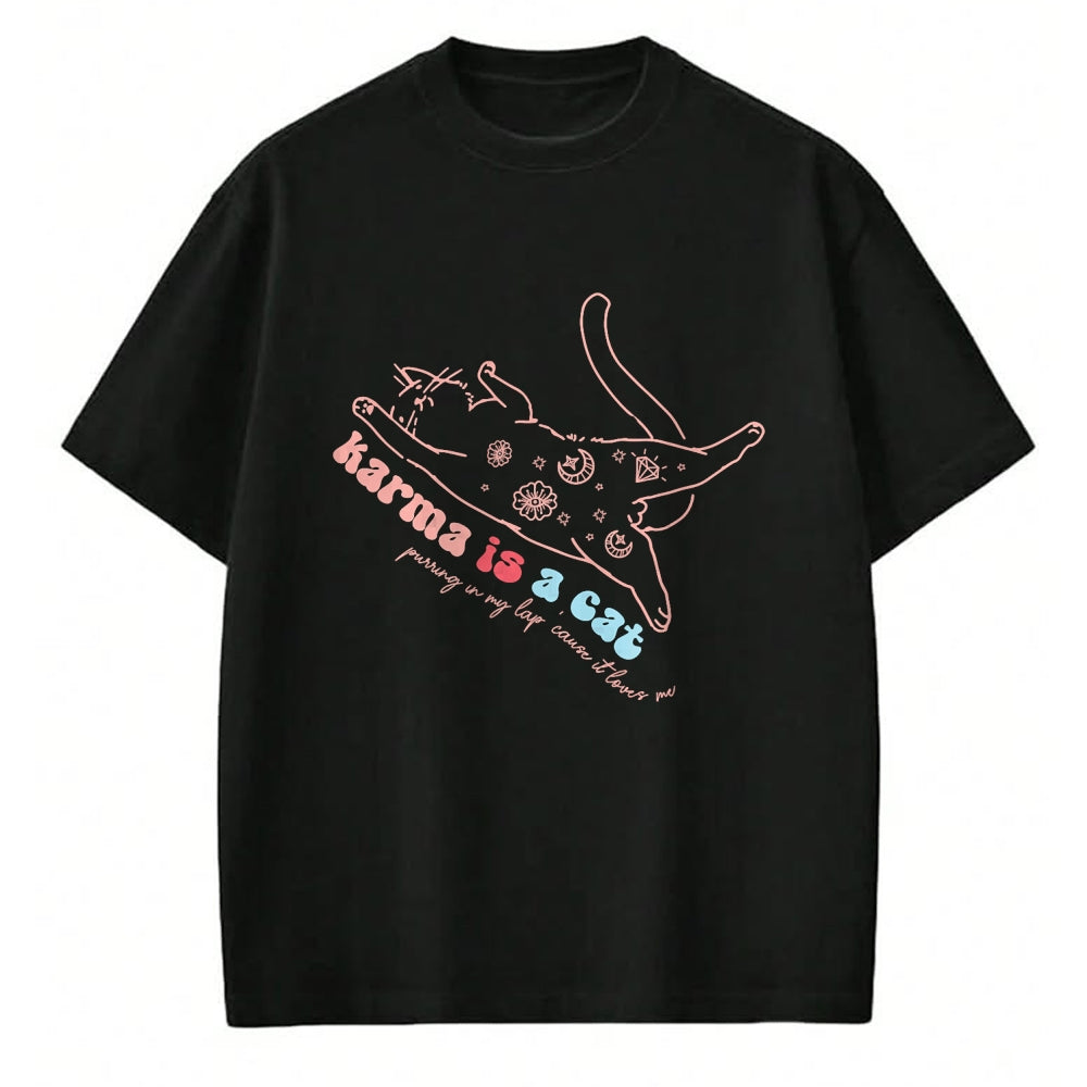 Cat Love Shirt, Funny Cat Lover Gift UnisexT-Shirt/Hoodie/Sweatshirt HLT00 - Karma Is Cat Purring In My Lap Cause It Loves Me  Cat Love T-Shirt