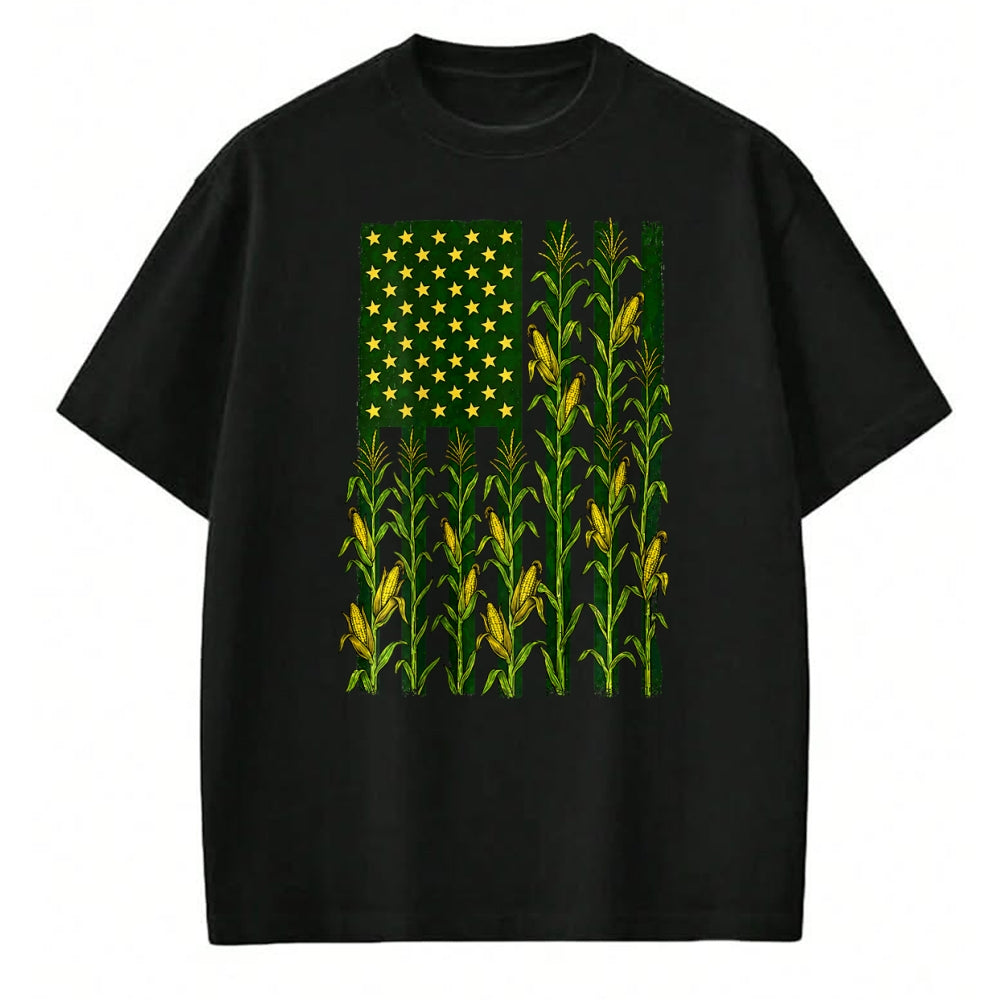 Best Farmer Life Shirt, Funny Farmer UnisexT-Shirt/Hoodie/Sweatshirt HLT00 - (Back) Vintage Corn American Flag Patriotic Farmer Farm Flag T-Shirt