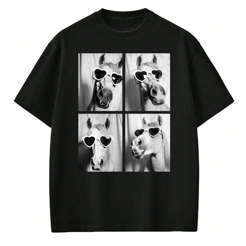 Best Horse Lover Shirt , Funny Horse UnisexT-Shirt/Hoodie/Sweatshirt HLT00 - - Cute Horses with Hearts Sunglasses Funny Valentine_s Day T-Shirt