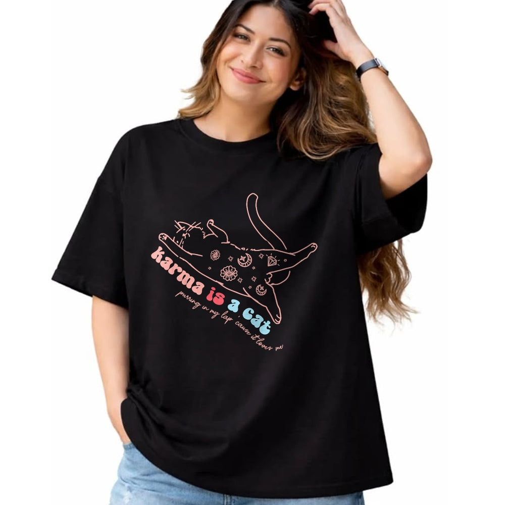 Cat Love Shirt, Funny Cat Lover Gift UnisexT-Shirt/Hoodie/Sweatshirt HLT00 - Karma Is Cat Purring In My Lap Cause It Loves Me  Cat Love T-Shirt