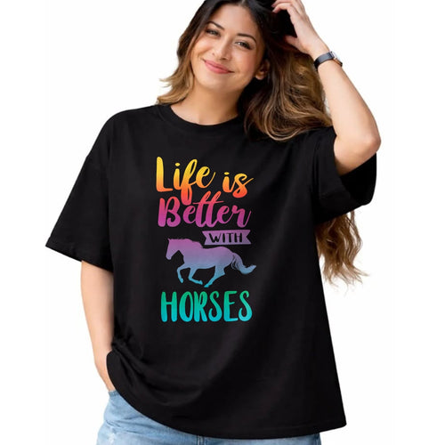 Best Horse Lover Shirt , Funny Horse UnisexT-Shirt/Hoodie/Sweatshirt HLT00 - - Cute Life is Better with Horses Horseback Riding T-Shirt