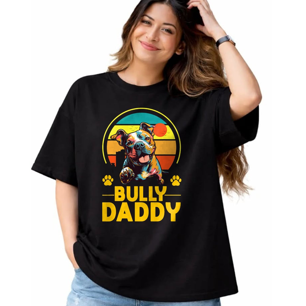 Gift for Dad Shirt, Funny Dad Unisex T-Shirt/Hoodie/Sweatshirt HLT00 – American Bully Daddy Proud Canine Dog Father T-Shirt