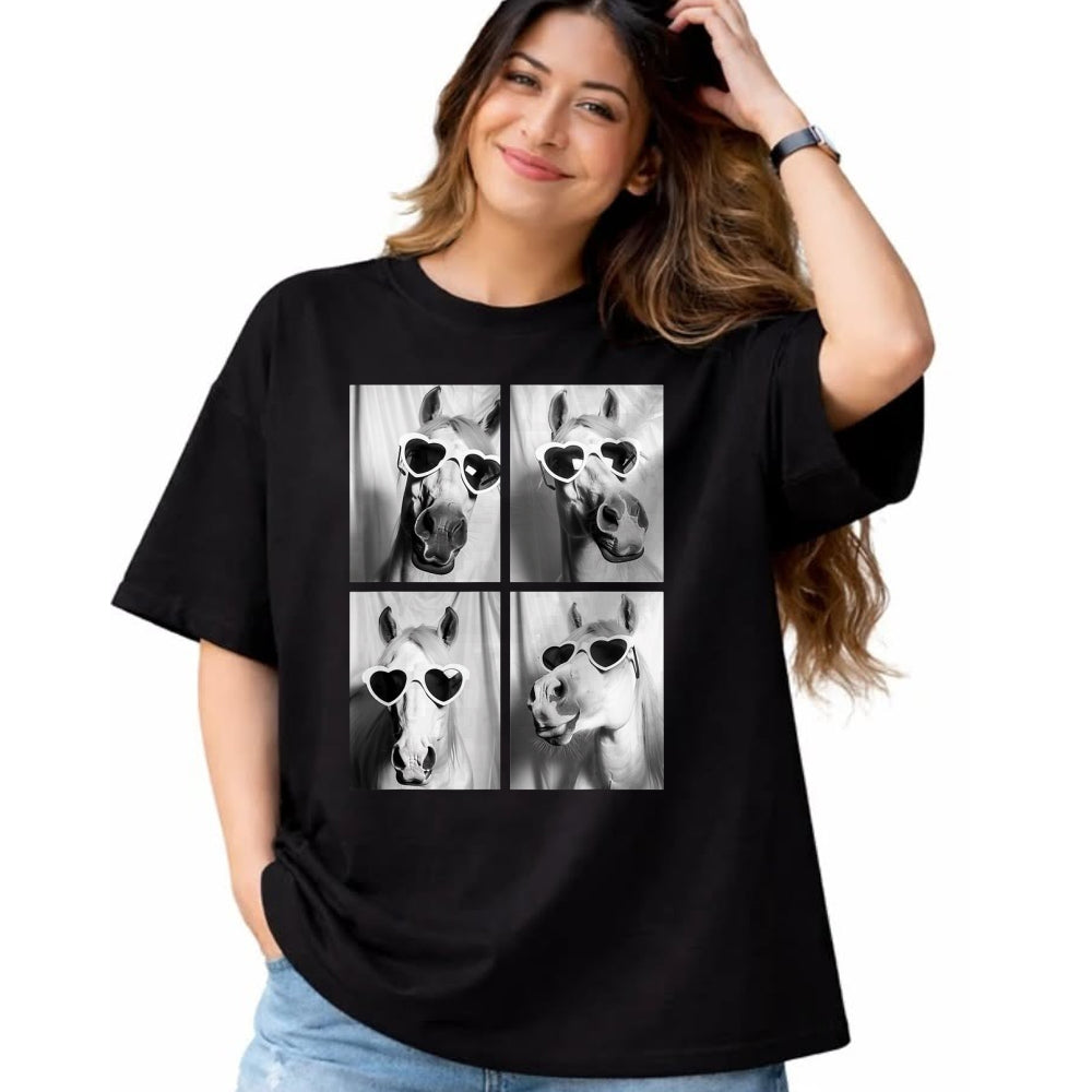 Best Horse Lover Shirt , Funny Horse UnisexT-Shirt/Hoodie/Sweatshirt HLT00 - - Cute Horses with Hearts Sunglasses Funny Valentine_s Day T-Shirt