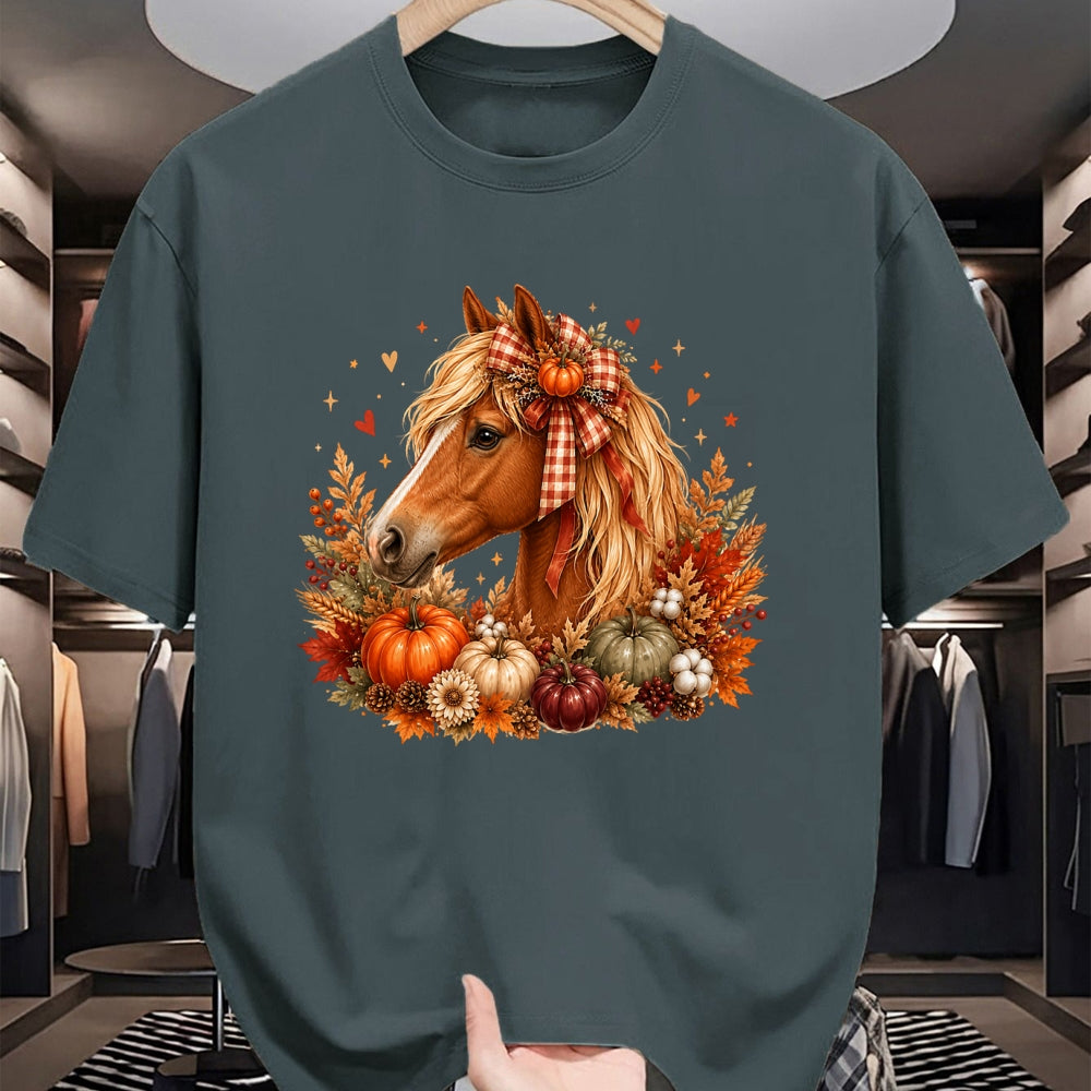 Best Horse Lover Shirt , Funny Horse UnisexT-Shirt/Hoodie/Sweatshirt HLT00 - - Cute Horse Pumpkin Coquette Bow Autumn Fall Equestrian T-Shirt
