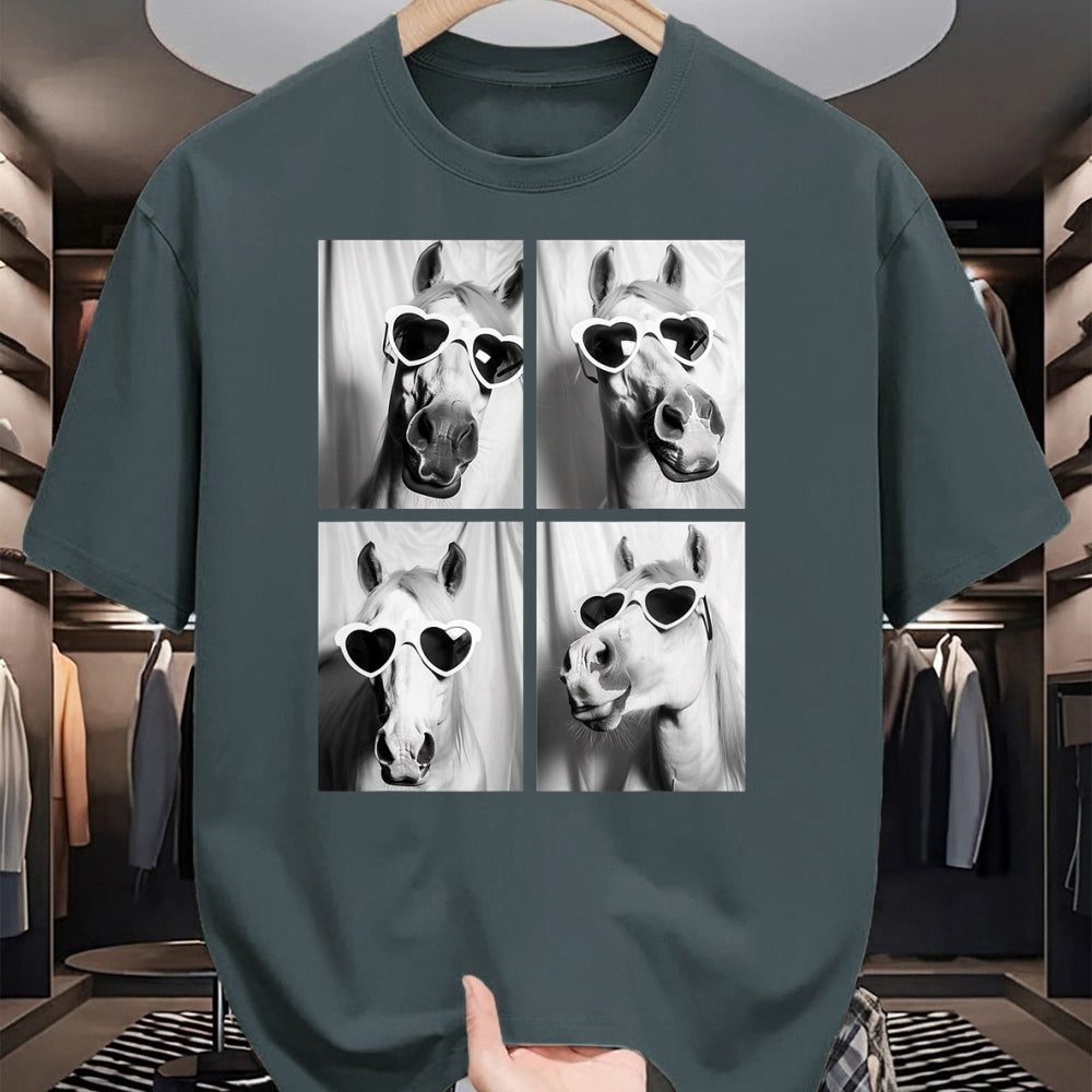 Best Horse Lover Shirt , Funny Horse UnisexT-Shirt/Hoodie/Sweatshirt HLT00 - - Cute Horses with Hearts Sunglasses Funny Valentine_s Day T-Shirt