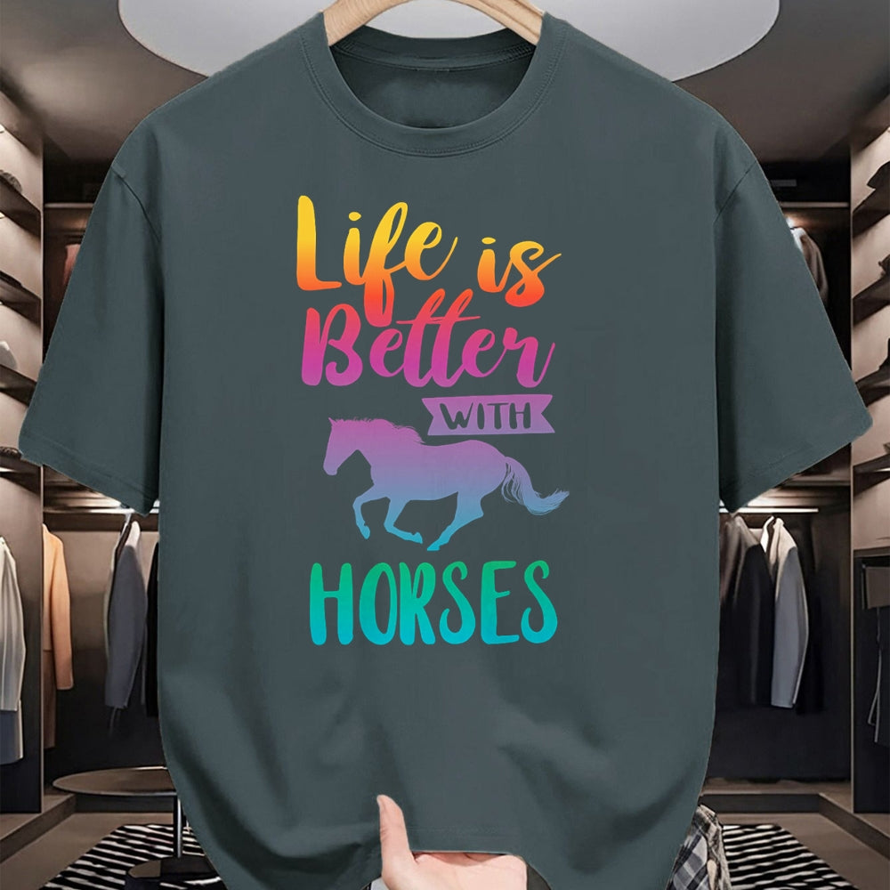 Best Horse Lover Shirt , Funny Horse UnisexT-Shirt/Hoodie/Sweatshirt HLT00 - - Cute Life is Better with Horses Horseback Riding T-Shirt