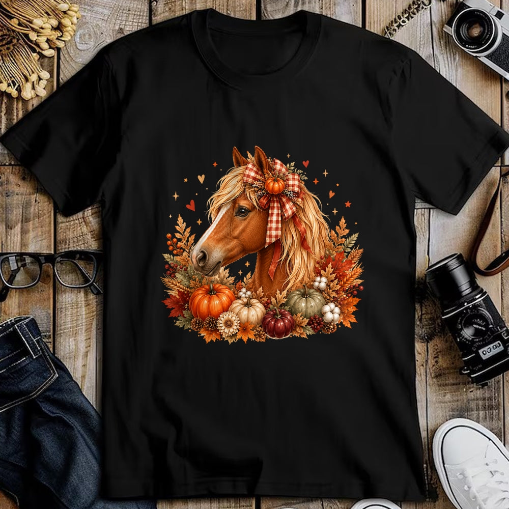 Best Horse Lover Shirt , Funny Horse UnisexT-Shirt/Hoodie/Sweatshirt HLT00 - - Cute Horse Pumpkin Coquette Bow Autumn Fall Equestrian T-Shirt