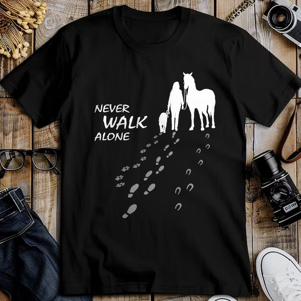 Best Horse Lover Shirt , Funny Horse UnisexT-Shirt/Hoodie/Sweatshirt HLT00 - - Dog horse - never walk alone - horse fan dog lover T-Shirt