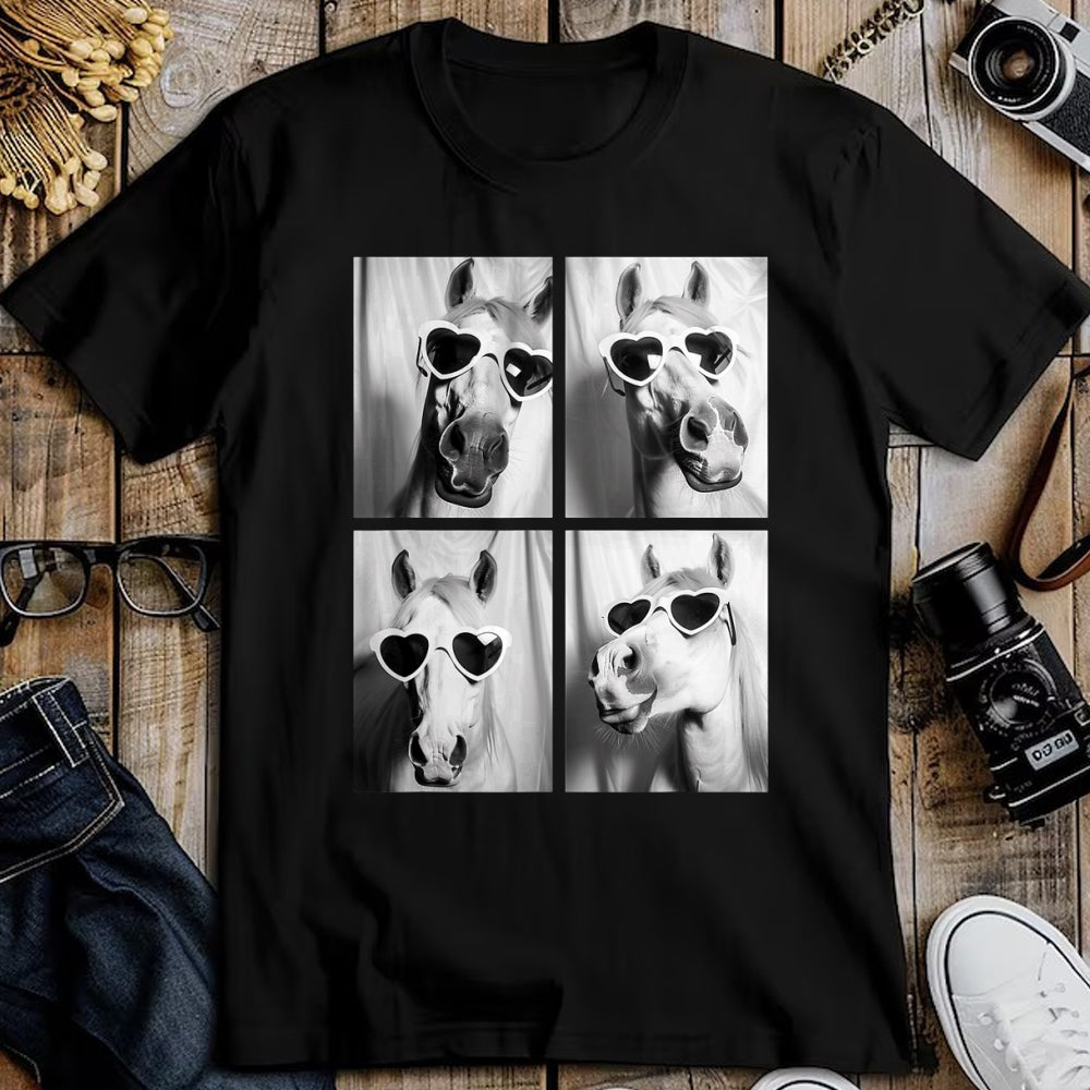 Best Horse Lover Shirt , Funny Horse UnisexT-Shirt/Hoodie/Sweatshirt HLT00 - - Cute Horses with Hearts Sunglasses Funny Valentine_s Day T-Shirt