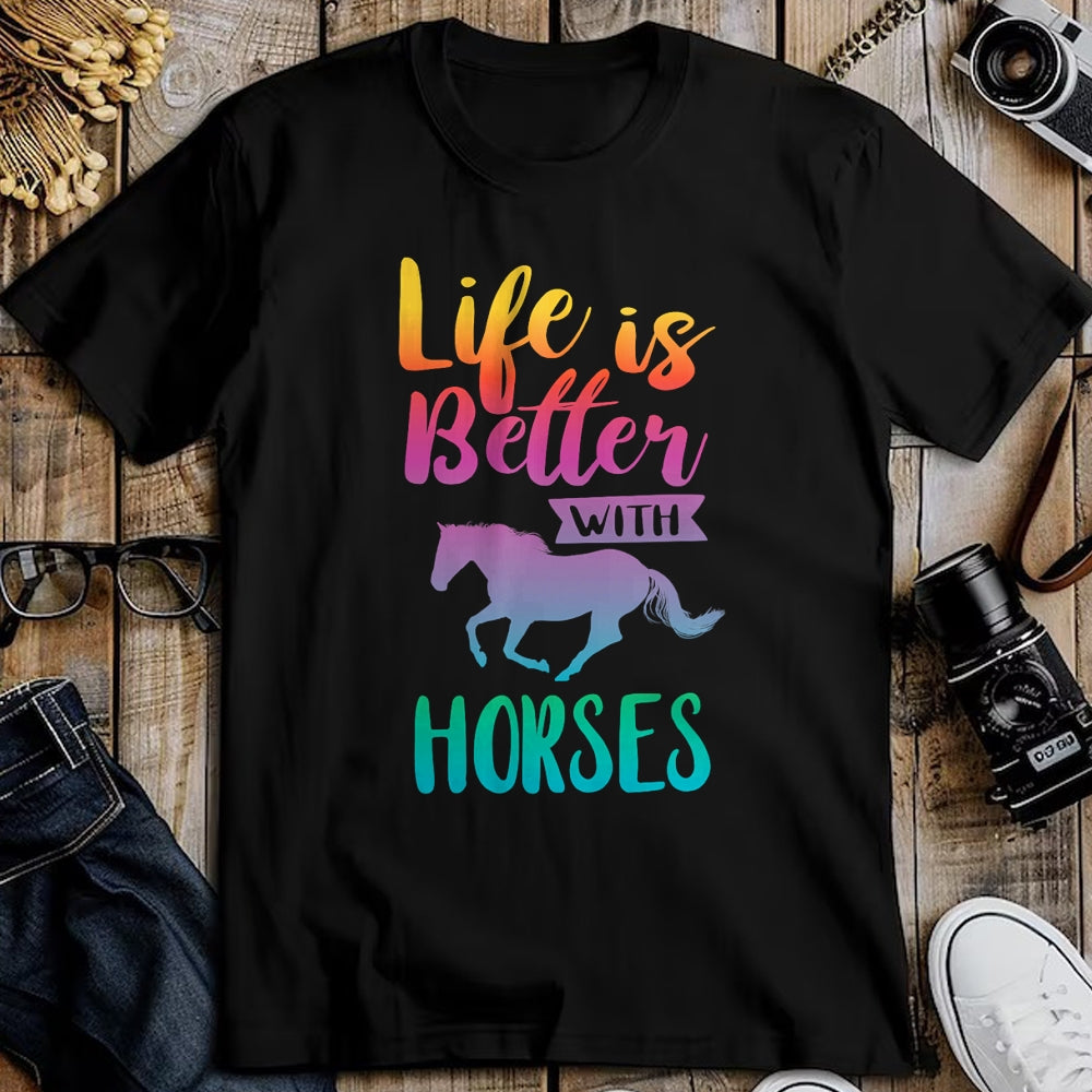 Best Horse Lover Shirt , Funny Horse UnisexT-Shirt/Hoodie/Sweatshirt HLT00 - - Cute Life is Better with Horses Horseback Riding T-Shirt