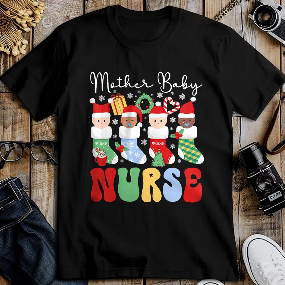 Funny Nurse Shirt, Nurse Unisex T-Shirt/Hoodie/Sweatshirt HLT00 - Mother Baby Nurse Christmas Professional Baby Wrapper T-Shirt