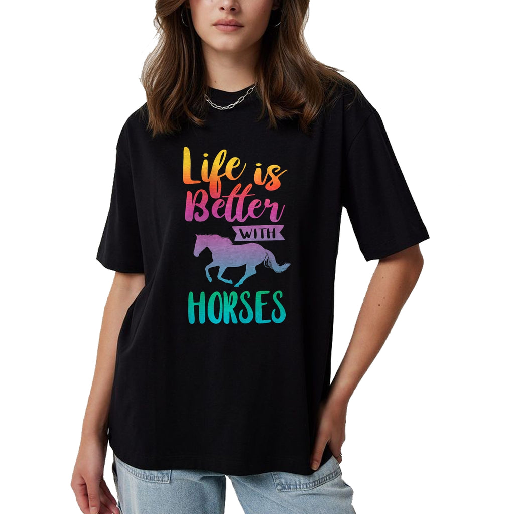 Best Horse Lover Shirt , Funny Horse UnisexT-Shirt/Hoodie/Sweatshirt HLT00 - - Cute Life is Better with Horses Horseback Riding T-Shirt