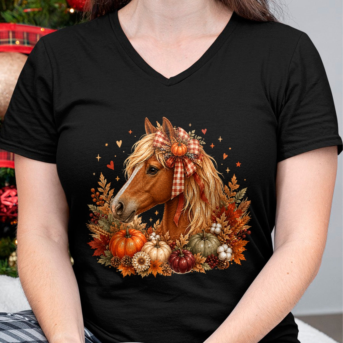 Best Horse Lover Shirt , Funny Horse UnisexT-Shirt/Hoodie/Sweatshirt HLT00 - - Cute Horse Pumpkin Coquette Bow Autumn Fall Equestrian T-Shirt