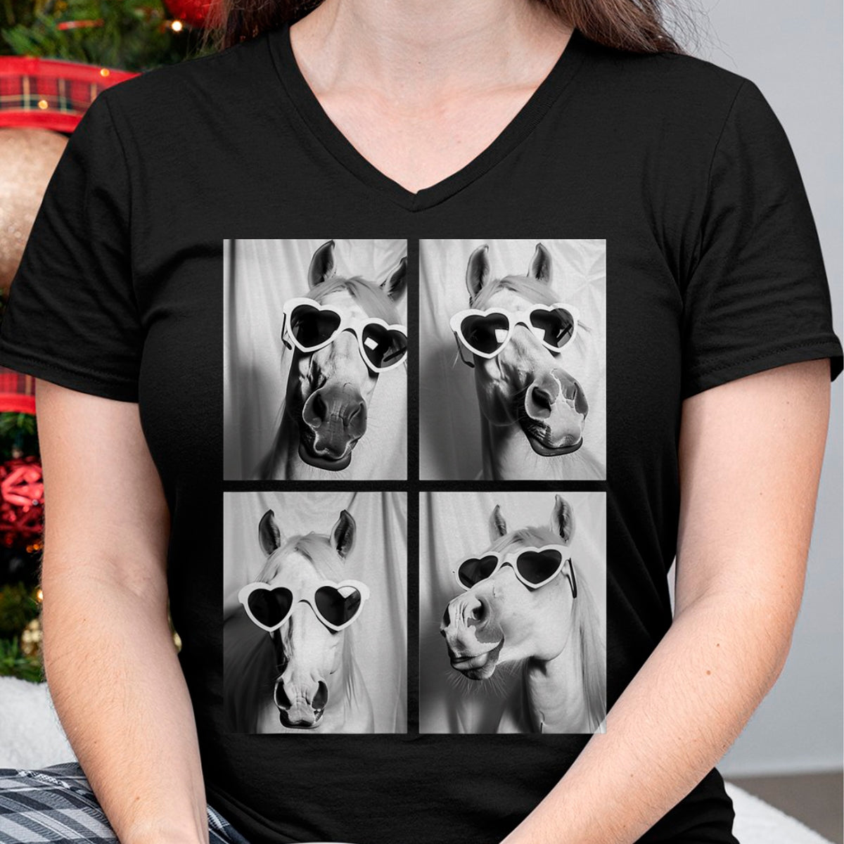 Best Horse Lover Shirt , Funny Horse UnisexT-Shirt/Hoodie/Sweatshirt HLT00 - - Cute Horses with Hearts Sunglasses Funny Valentine_s Day T-Shirt