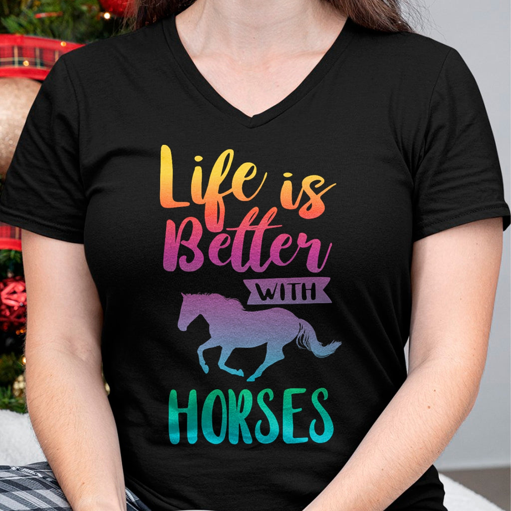 Best Horse Lover Shirt , Funny Horse UnisexT-Shirt/Hoodie/Sweatshirt HLT00 - - Cute Life is Better with Horses Horseback Riding T-Shirt