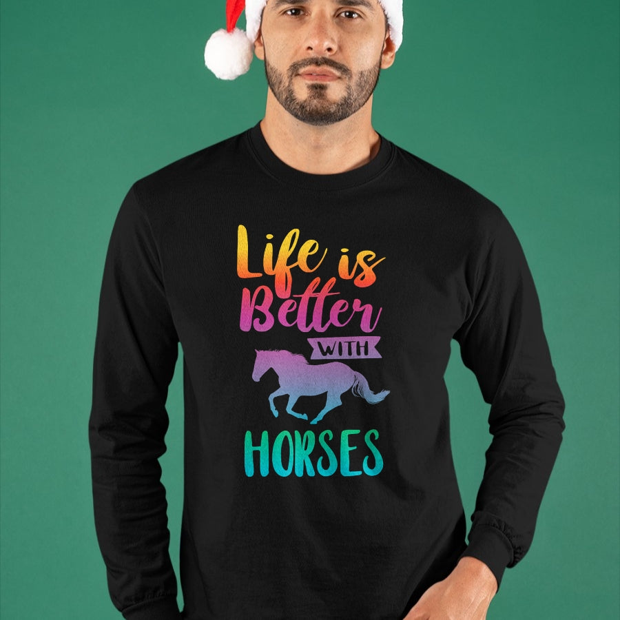 Best Horse Lover Shirt , Funny Horse UnisexT-Shirt/Hoodie/Sweatshirt HLT00 - - Cute Life is Better with Horses Horseback Riding T-Shirt
