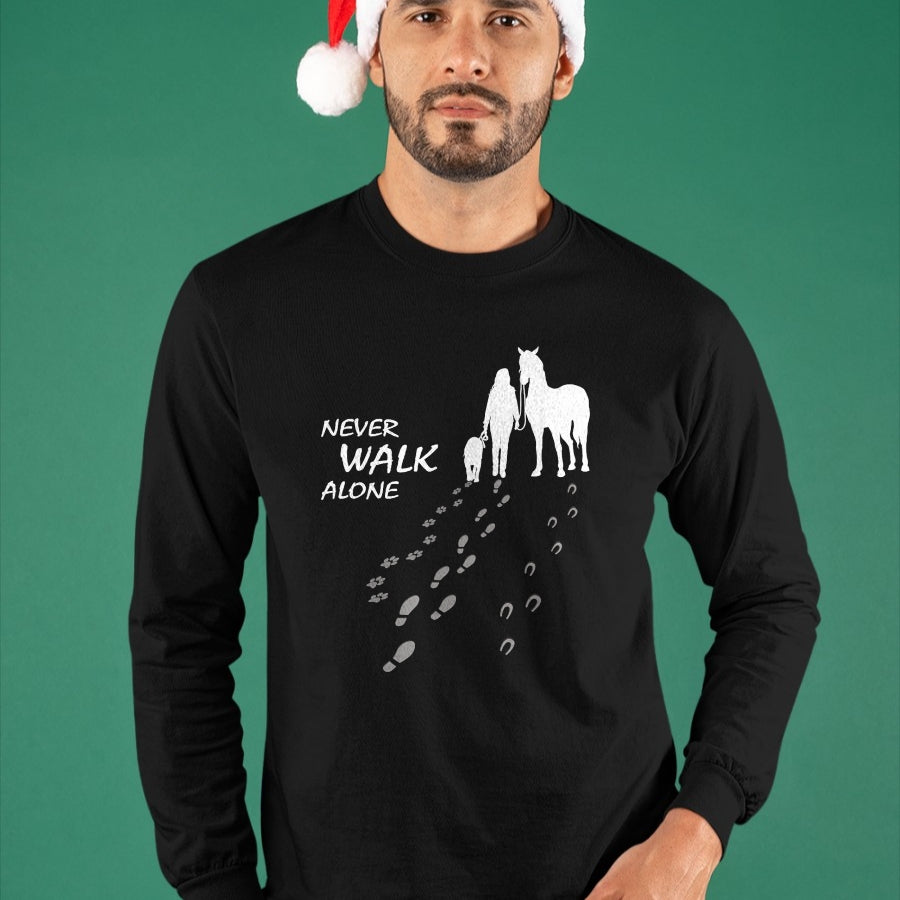Best Horse Lover Shirt , Funny Horse UnisexT-Shirt/Hoodie/Sweatshirt HLT00 - - Dog horse - never walk alone - horse fan dog lover T-Shirt
