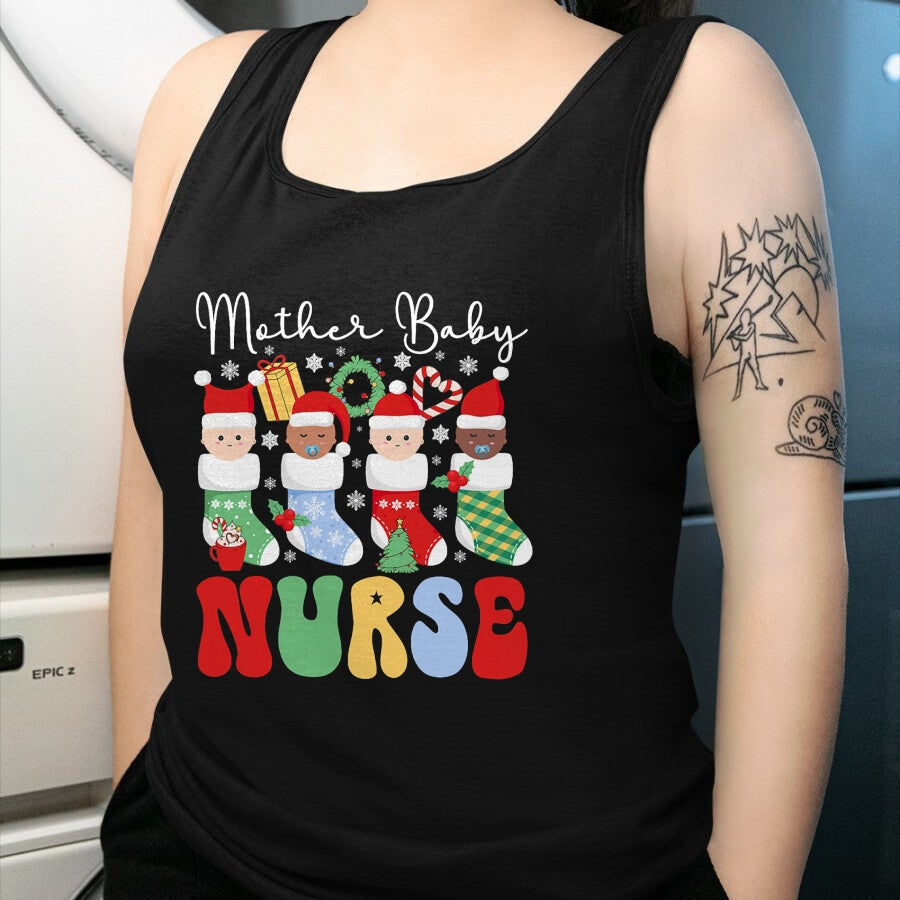 Funny Nurse Shirt, Nurse Unisex T-Shirt/Hoodie/Sweatshirt HLT00 - Mother Baby Nurse Christmas Professional Baby Wrapper T-Shirt