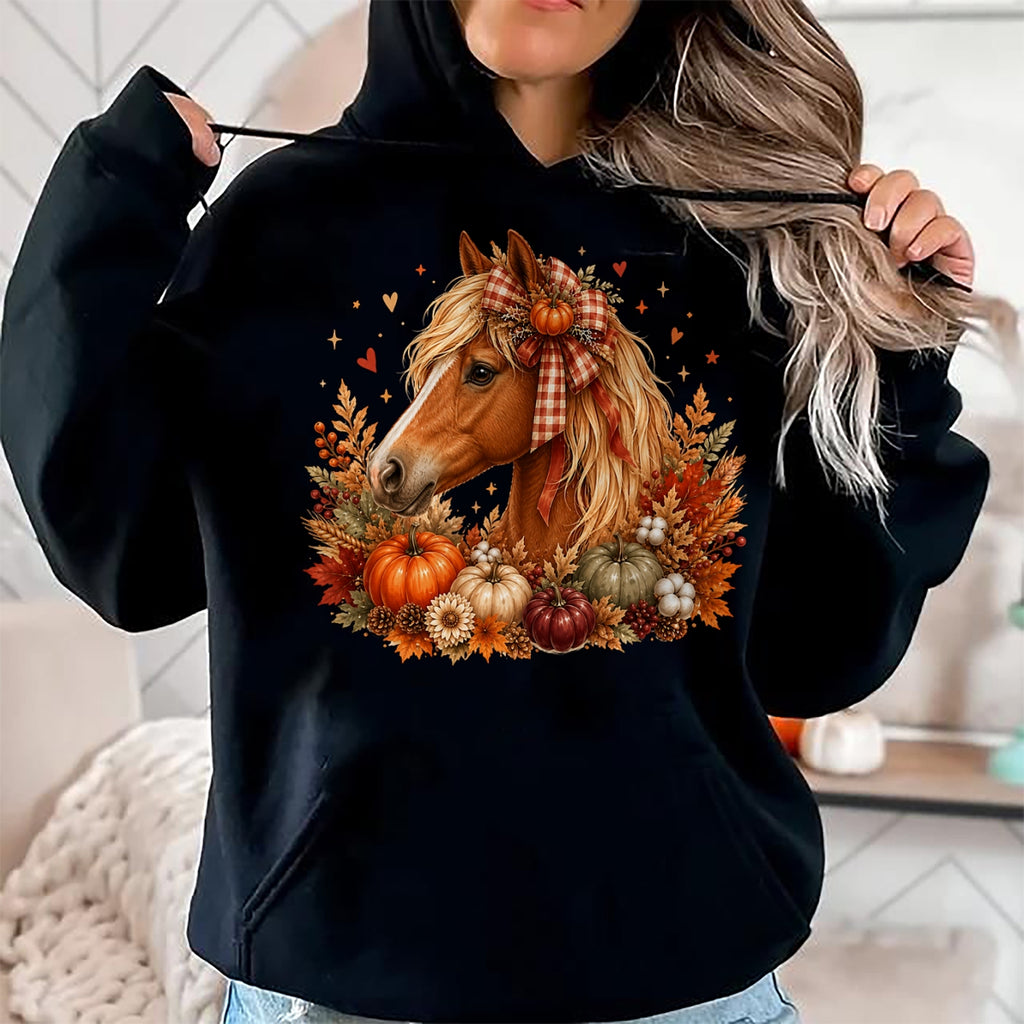 Best Horse Lover Shirt , Funny Horse UnisexT-Shirt/Hoodie/Sweatshirt HLT00 - - Cute Horse Pumpkin Coquette Bow Autumn Fall Equestrian T-Shirt