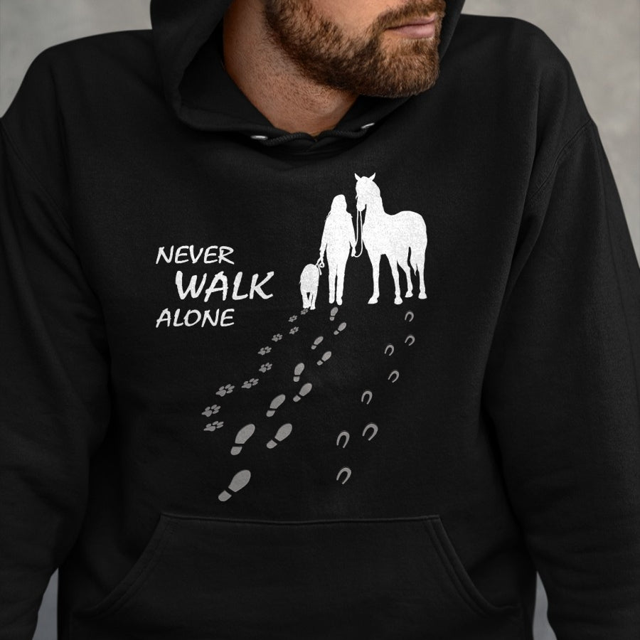 Best Horse Lover Shirt , Funny Horse UnisexT-Shirt/Hoodie/Sweatshirt HLT00 - - Dog horse - never walk alone - horse fan dog lover T-Shirt