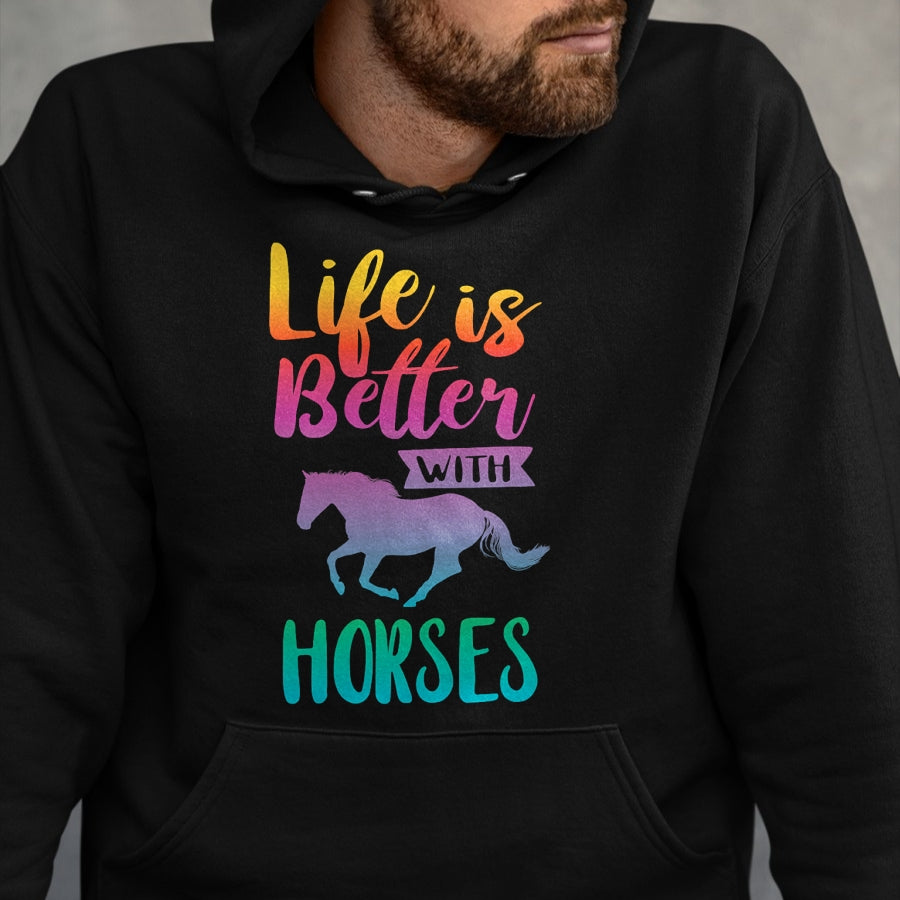 Best Horse Lover Shirt , Funny Horse UnisexT-Shirt/Hoodie/Sweatshirt HLT00 - - Cute Life is Better with Horses Horseback Riding T-Shirt