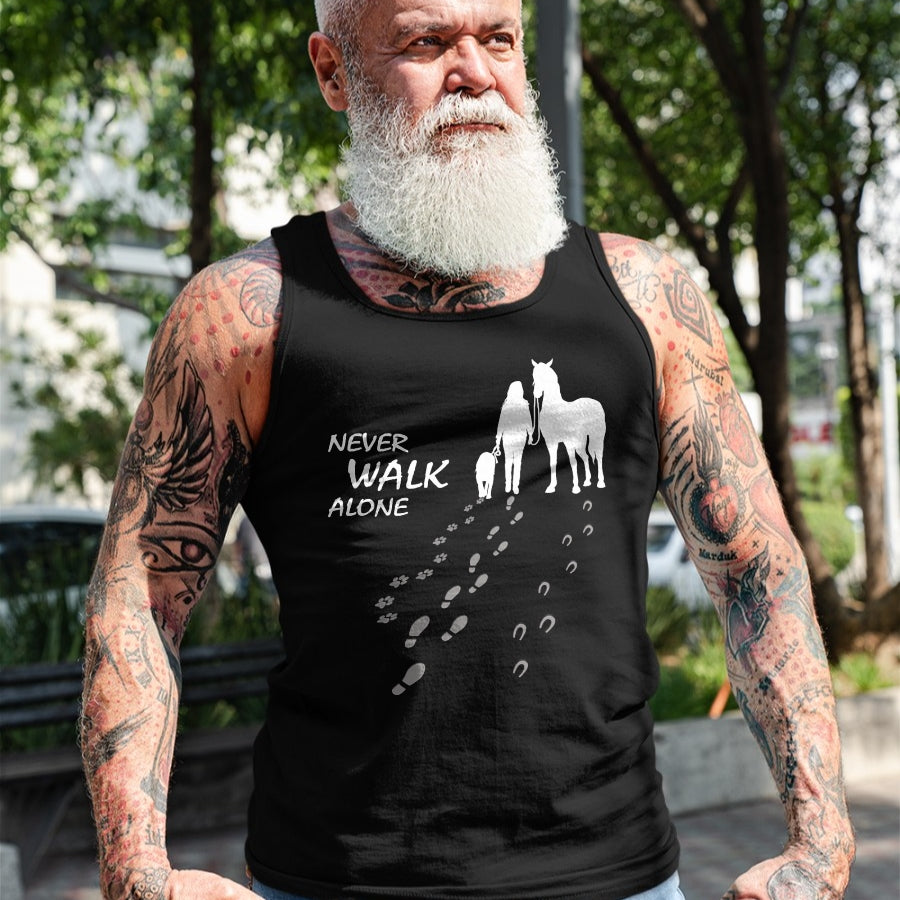 Best Horse Lover Shirt , Funny Horse UnisexT-Shirt/Hoodie/Sweatshirt HLT00 - - Dog horse - never walk alone - horse fan dog lover T-Shirt