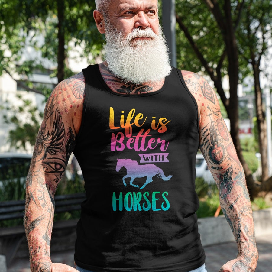 Best Horse Lover Shirt , Funny Horse UnisexT-Shirt/Hoodie/Sweatshirt HLT00 - - Cute Life is Better with Horses Horseback Riding T-Shirt
