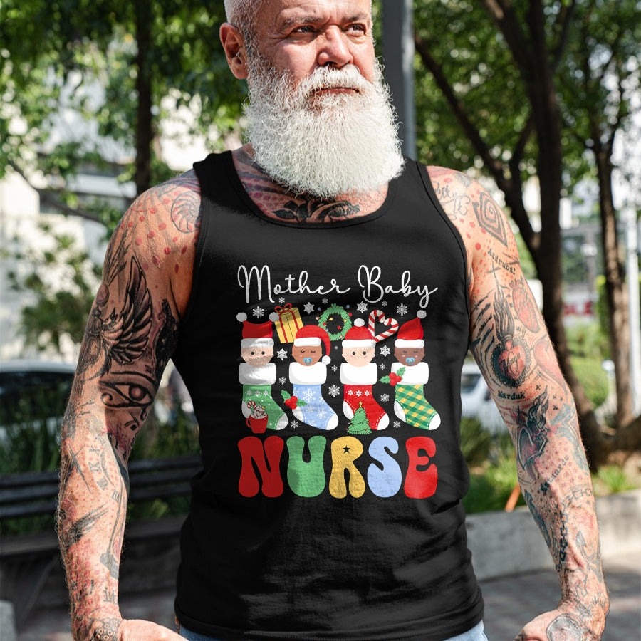 Funny Nurse Shirt, Nurse Unisex T-Shirt/Hoodie/Sweatshirt HLT00 - Mother Baby Nurse Christmas Professional Baby Wrapper T-Shirt