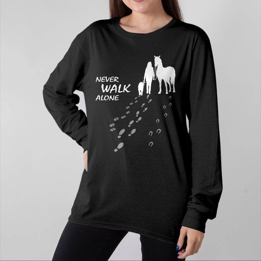Best Horse Lover Shirt , Funny Horse UnisexT-Shirt/Hoodie/Sweatshirt HLT00 - - Dog horse - never walk alone - horse fan dog lover T-Shirt